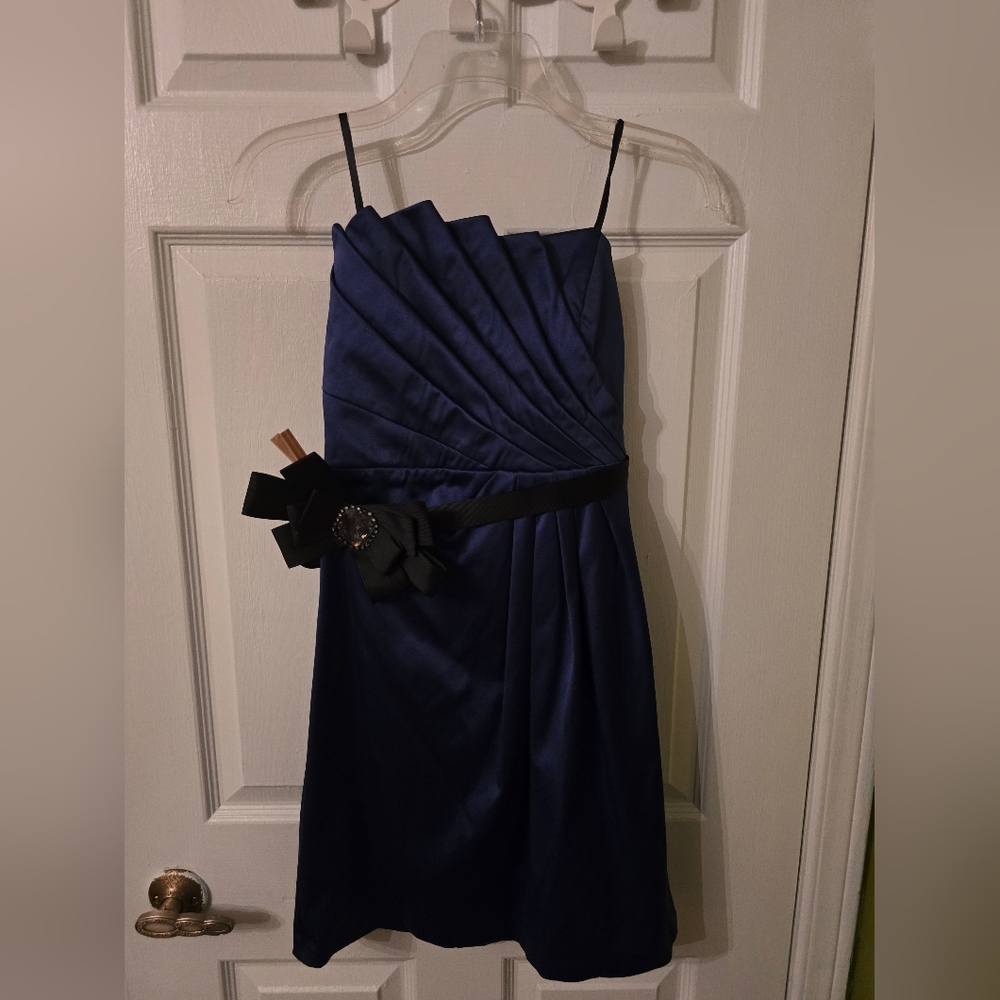 Le Chateau Navy and Black Strapless Party Dress Size S